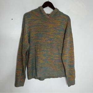 Ivory Ella Size Small Marled Rainbow Knit Stretch Sweatshirt Hoodie Boho Hippie